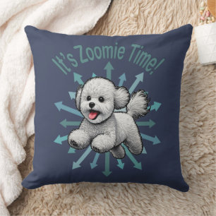 It’s Zoomie Time Bichon Frise Throw Pillow