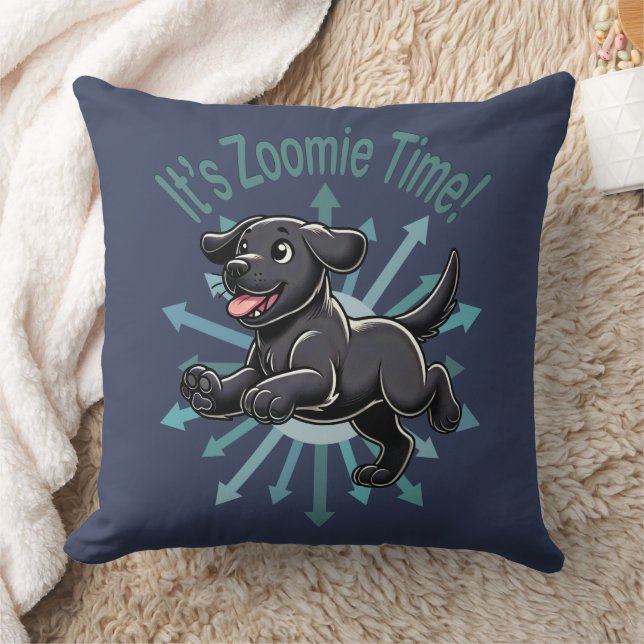 It’s Zoomie Time Black Lab Throw Pillow (Blanket)
