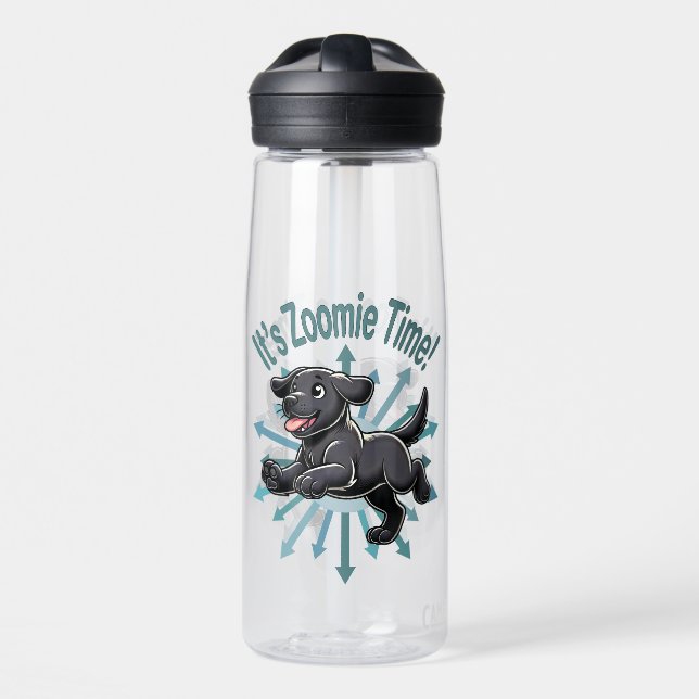 It’s Zoomie Time Black Lab Water Bottle (Front)