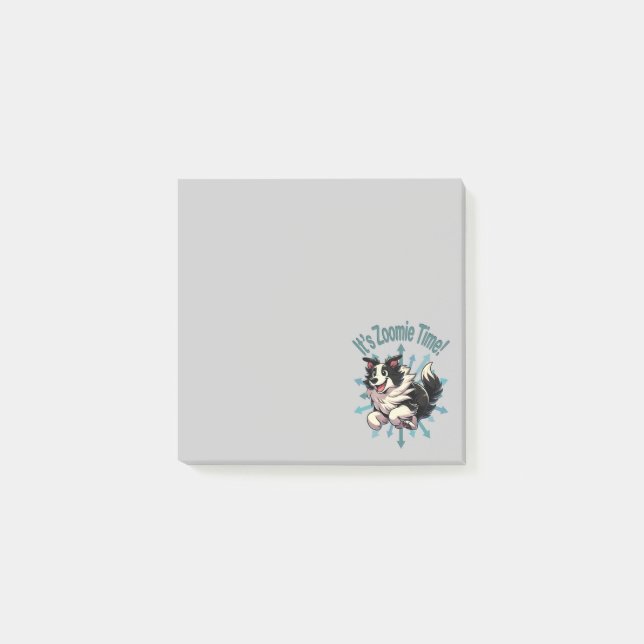 It’s Zoomie Time Border Collie Post-it Notes (Front)