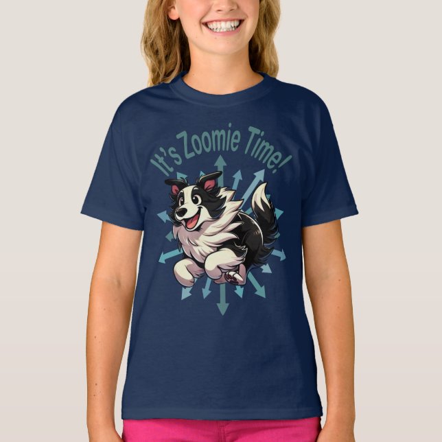 It’s Zoomie Time Border Collie T-Shirt (Front)