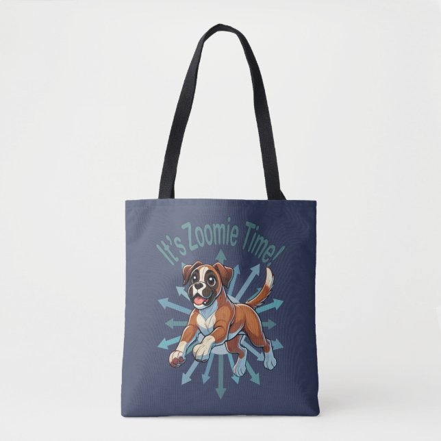 It’s Zoomie Time Boxer Tote Bag (Front)
