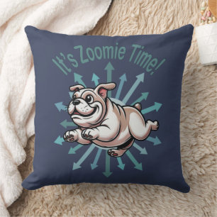 It’s Zoomie Time Bulldog Throw Pillow