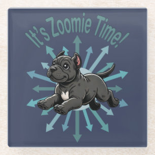 It’s Zoomie Time Cane Corso Glass Coaster