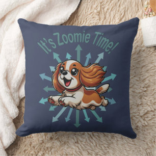 It’s Zoomie Time Cavalier Spaniel Throw Pillow