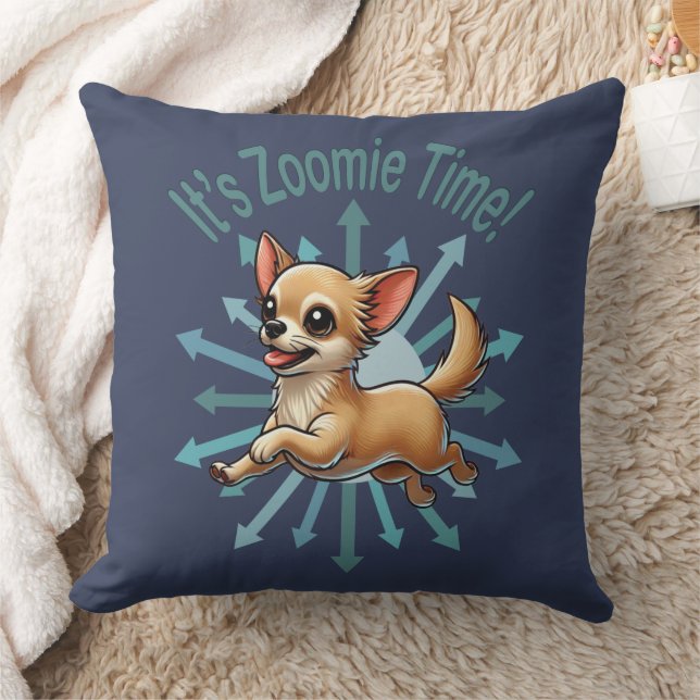 It’s Zoomie Time Chihuahua Throw Pillow (Blanket)