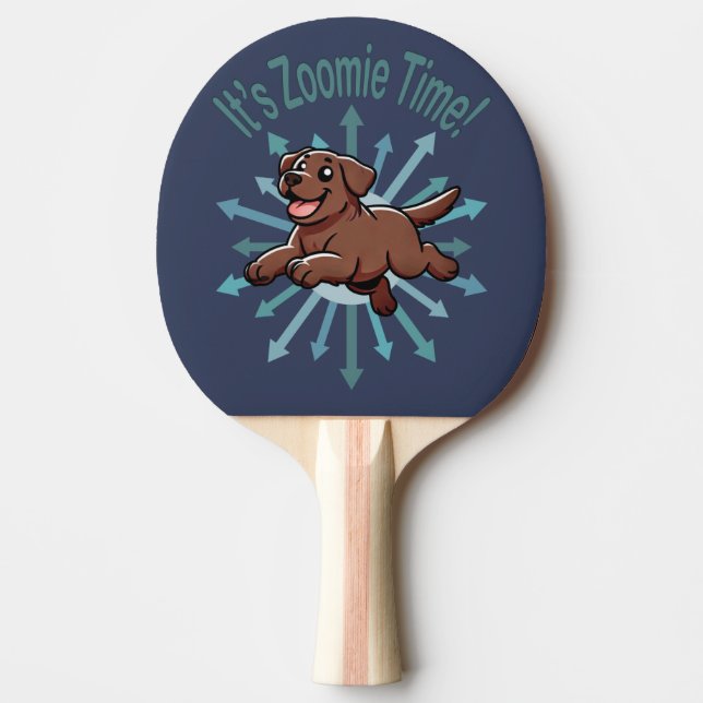 It’s Zoomie Time Chocolate Lab Ping Pong Paddle (Front)