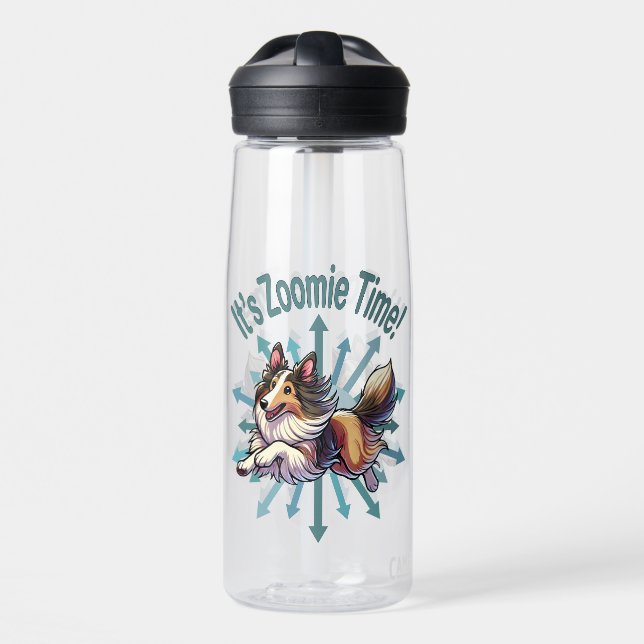 It’s Zoomie Time Collie Water Bottle (Front)
