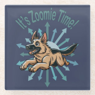 It’s Zoomie Time German Shepherd Glass Coaster