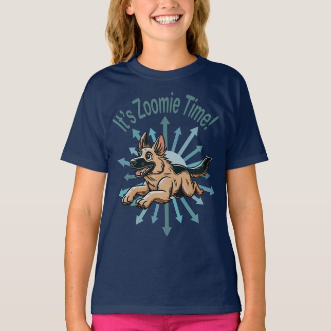 It’s Zoomie Time German Shepherd T-Shirt (Front)