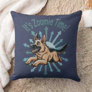 It’s Zoomie Time German Shepherd Throw Pillow