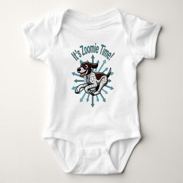 It’s Zoomie Time German Shorthaired Pointer Baby Bodysuit (Front)