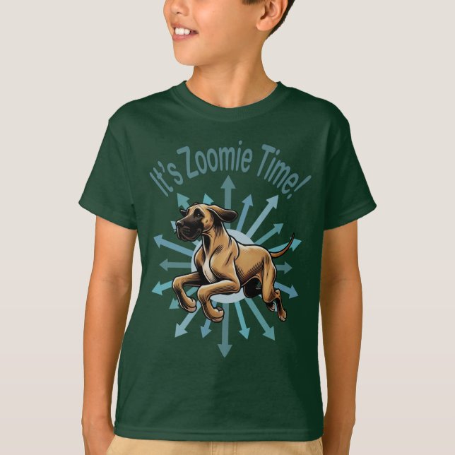 It’s Zoomie Time Great Dane T-Shirt (Front)