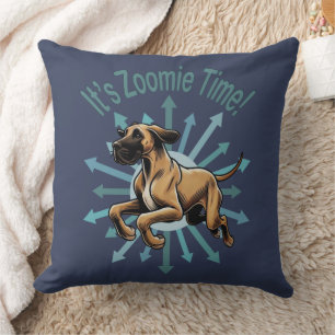 It’s Zoomie Time Great Dane Throw Pillow