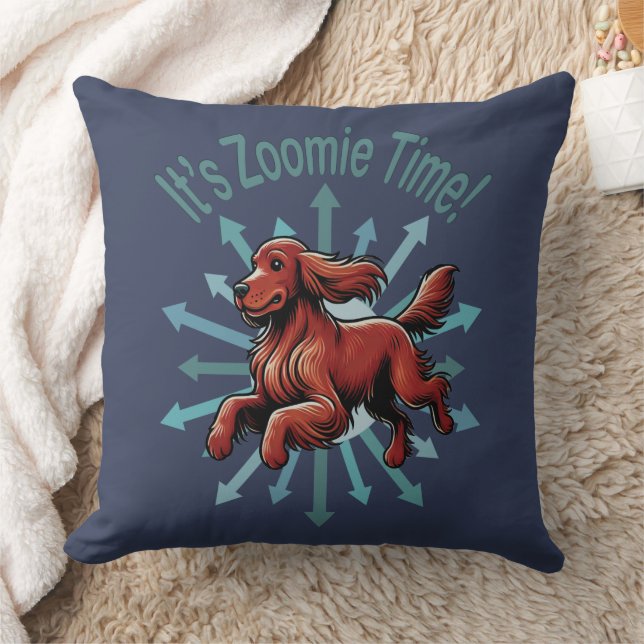 It’s Zoomie Time Irish Setter Throw Pillow (Blanket)