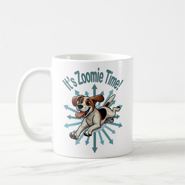It’s Zoomie Time Medium Beagle Mutt Coffee Mug (Left)