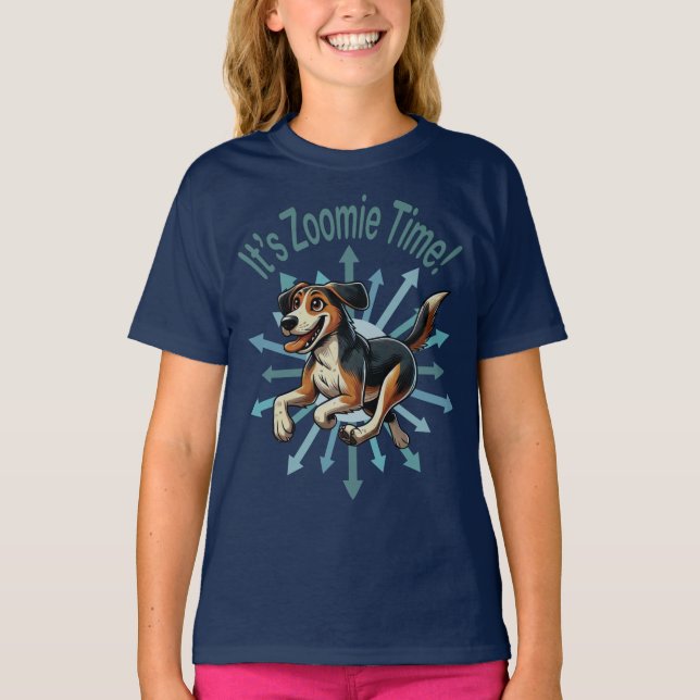 It’s Zoomie Time Medium Mutt T-Shirt (Front)
