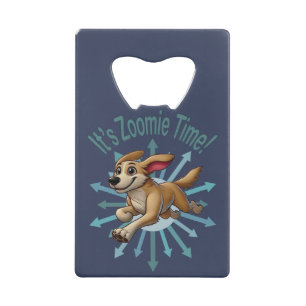It’s Zoomie Time Medium Tan Mutt Credit Card Bottle Opener