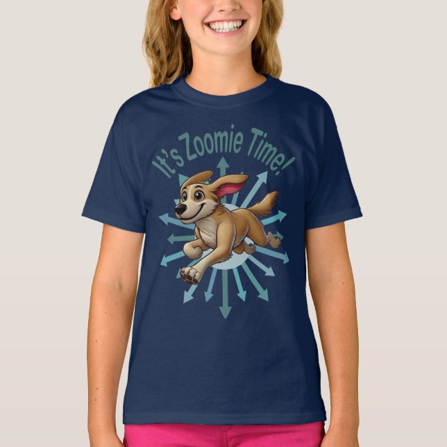 It’s Zoomie Time Medium Tan Mutt T-Shirt (Front)
