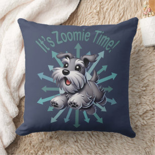 It’s Zoomie Time Miniature Schnauzer Throw Pillow