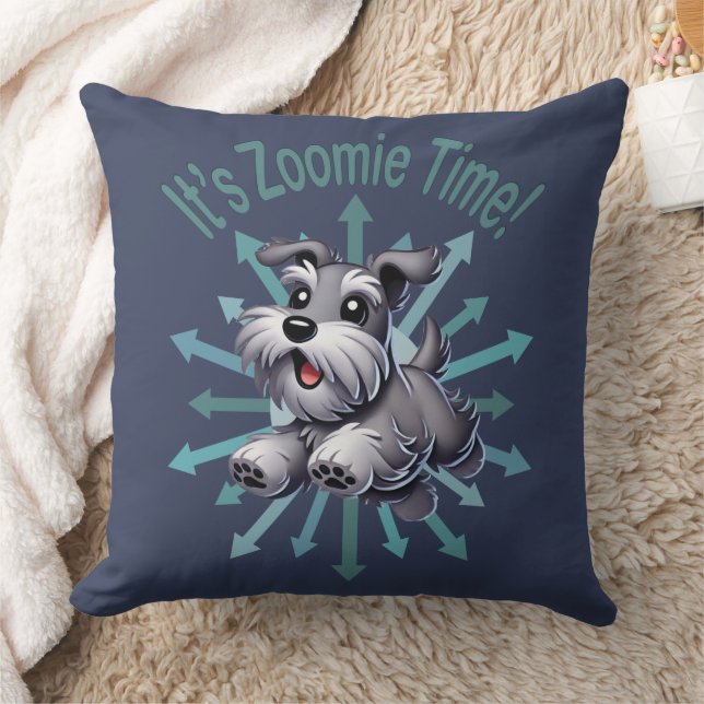 It’s Zoomie Time Miniature Schnauzer Throw Pillow (Blanket)