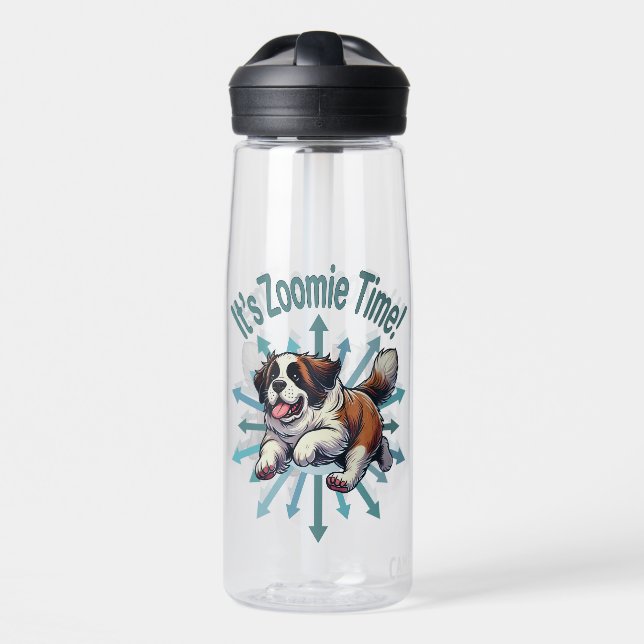 It’s Zoomie Time Saint Bernard Water Bottle (Front)