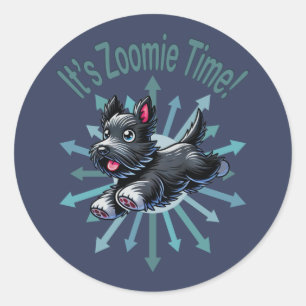 It’s Zoomie Time Scottish Terrier Classic Round Sticker