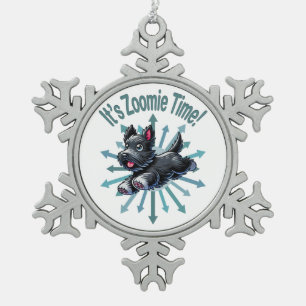 It’s Zoomie Time Scottish Terrier Snowflake Pewter Christmas Ornament