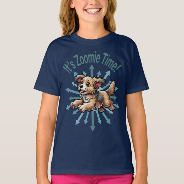 It’s Zoomie Time Small Mutt T-Shirt (Front)