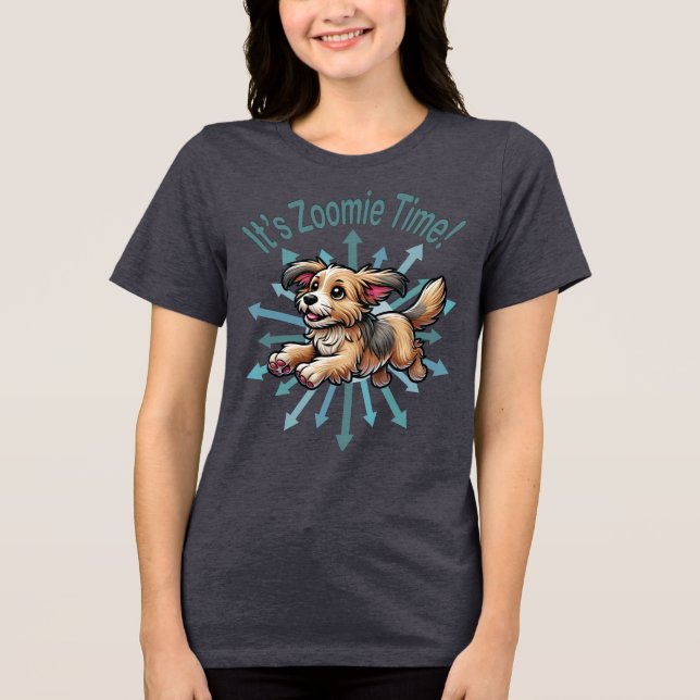It’s Zoomie Time Small Mutt Tri-Blend Shirt (Front)