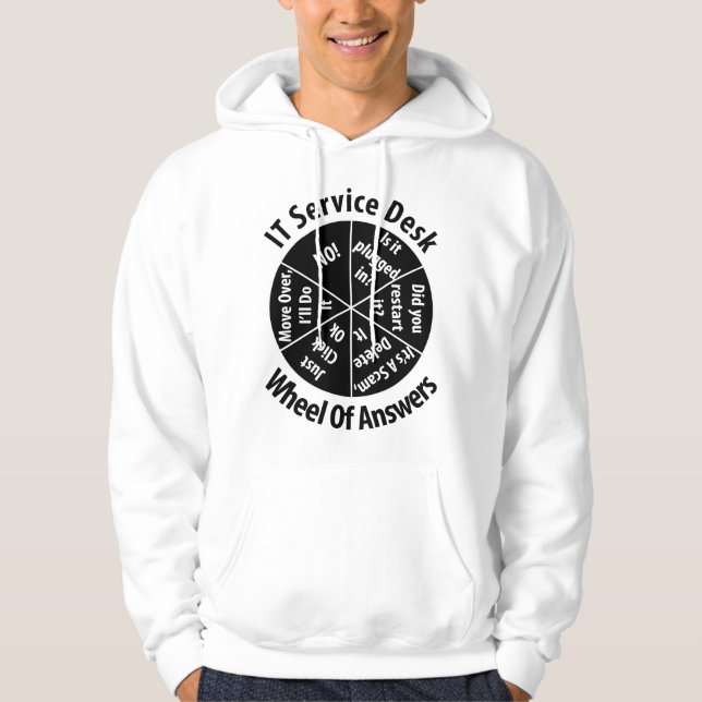 IT Service Desk Wheel of Answer Information Techno Hoodie (Front)