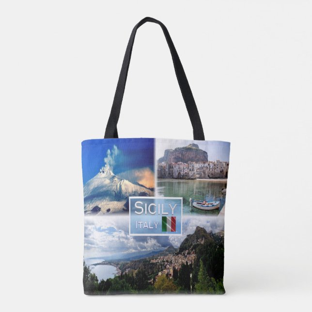 IT Sicily - Etna Volcano - Cefalu' - Taormina - Tote Bag (Back)