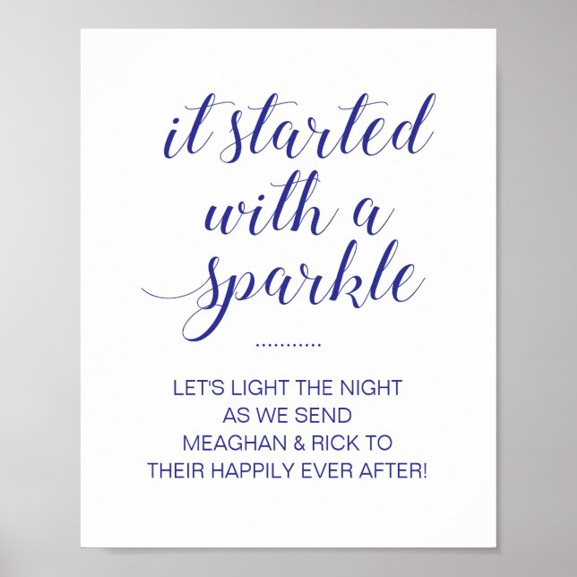 It Started With A Sparkle Blue Wedding Sparkler Poster (Front)