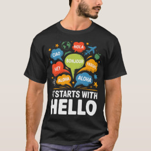 It Starts With Hello Friendship Teacher Inclusion  T-Shirt