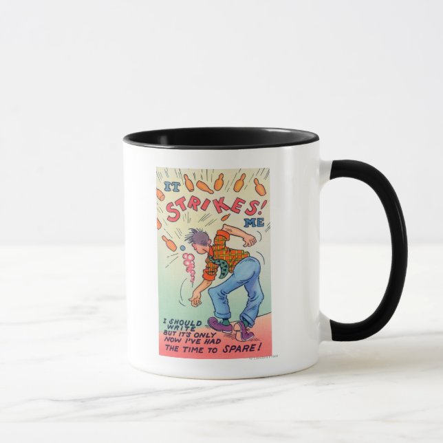 It Strikes Me, Cartoon Man Bowling Mug (Right)