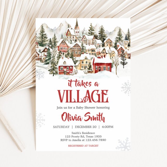 It Take a Village Baby Shower Invitation (Winter Baby Shower Invitation)