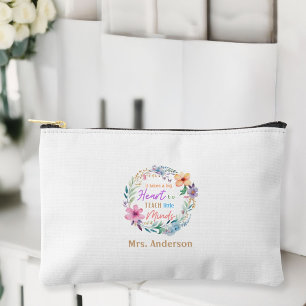 "It Takes a Big Heart" Floral, Gift for Teachers Accessory Pouch