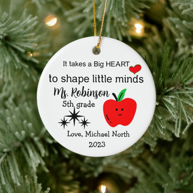"It takes a Big Heart", teacher Christmas Ornament (Tree)