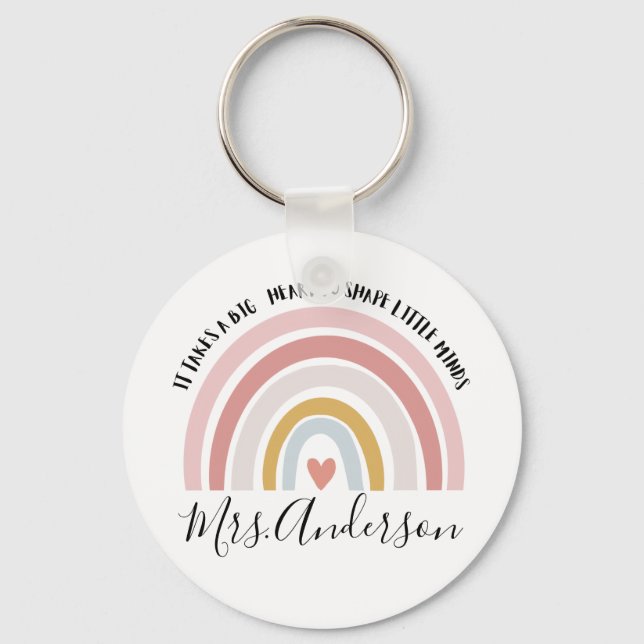 It Takes A Big Heart To Shape Little Minds, Custom Keychain (Front)