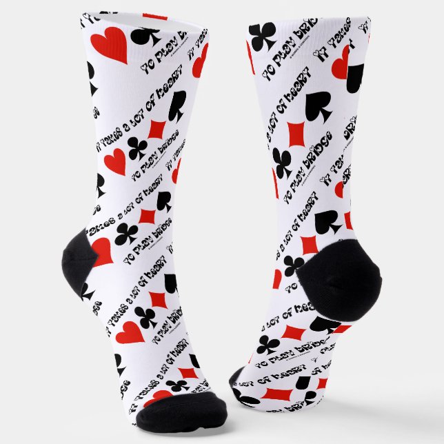 It Takes A Lot Of Heart To Play Bridge Socks (Angled)