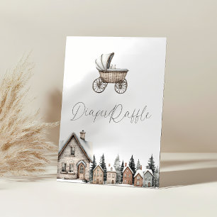 It takes a village Baby Shower Diaper Raffle Pedestal Sign