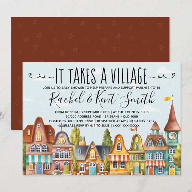 It Takes A Village Baby Shower Invitation (Front/Back)