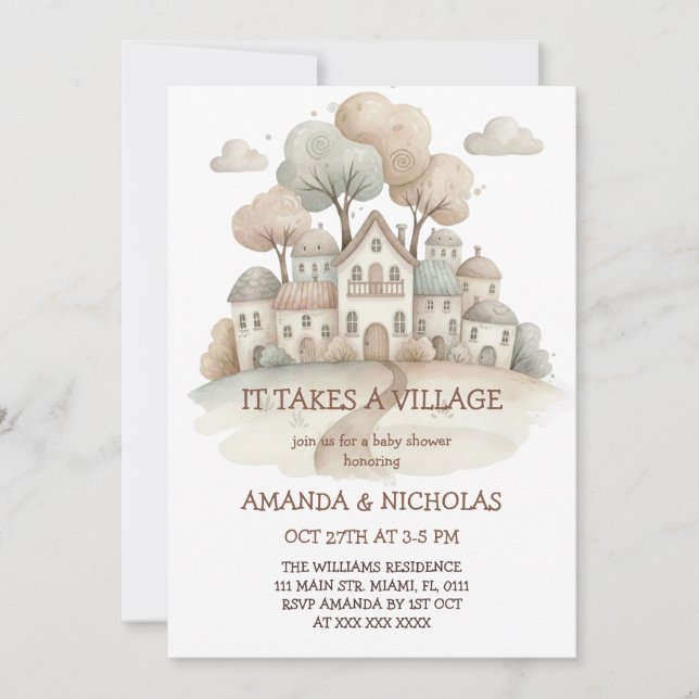 It Takes A Village Baby Shower Invitation (Front)