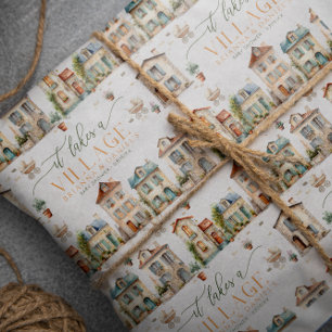 It Takes a Village Baby Shower Wrapping Paper