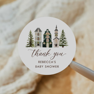 It Takes a Village Christmas Baby Shower Classic Round Sticker
