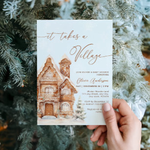 It Takes a Village Christmas Winter Baby Shower Invitation