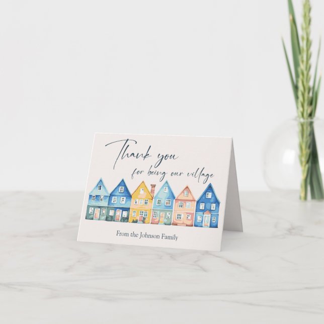 "It Takes A Village" Foster Care & Adoption Shower Thank You Card (Front)