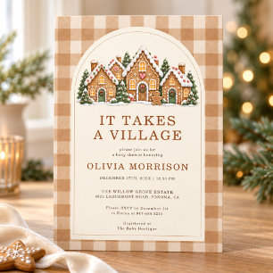 It Takes a Village Gingerbread Baby Shower Invitation