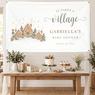 It Takes a Village Gingerbread Baby Shower Welcome Banner