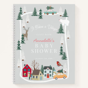 It Takes A Village Gray Baby Shower Guest Book